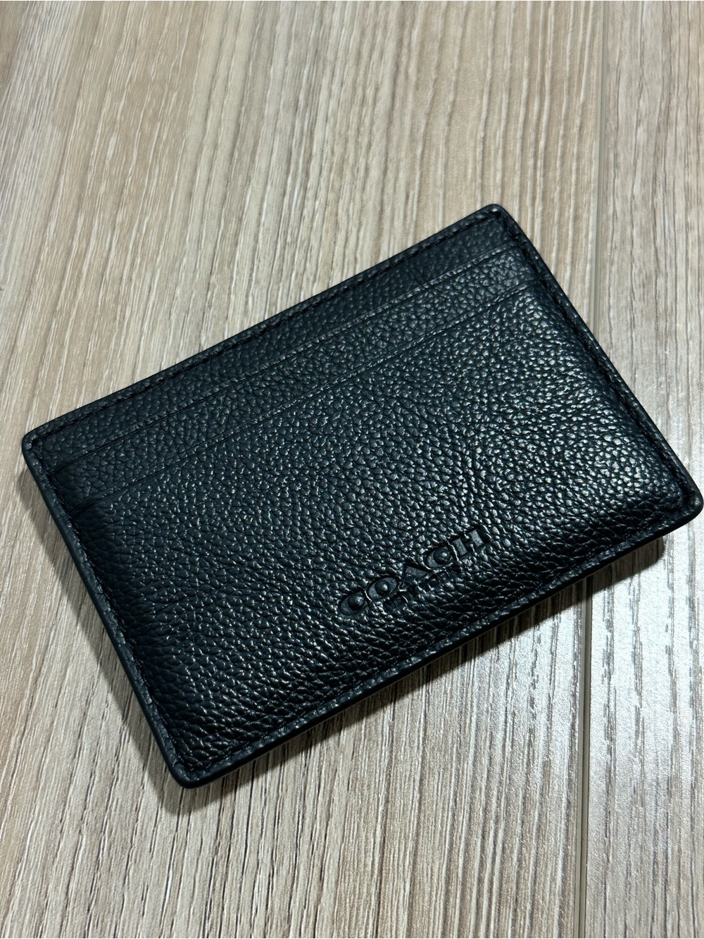 COACH Men's Black Pebbled Leather Card Case